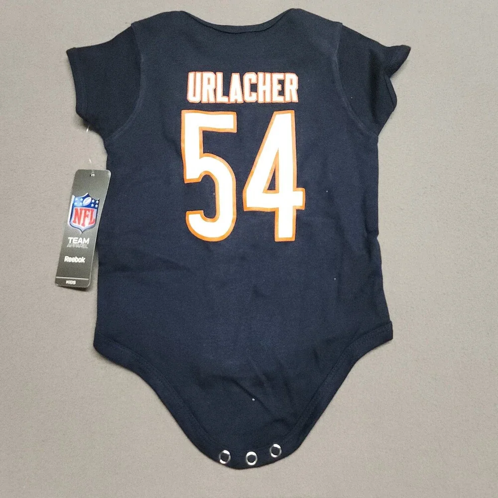 Reebok Nfl Brian Urlacher 54 Chicago Bears Infant Bodysuit 6-9M Cotton Navy 149
